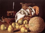 MELeNDEZ, Luis Still-life with Melon and Pears sg oil on canvas